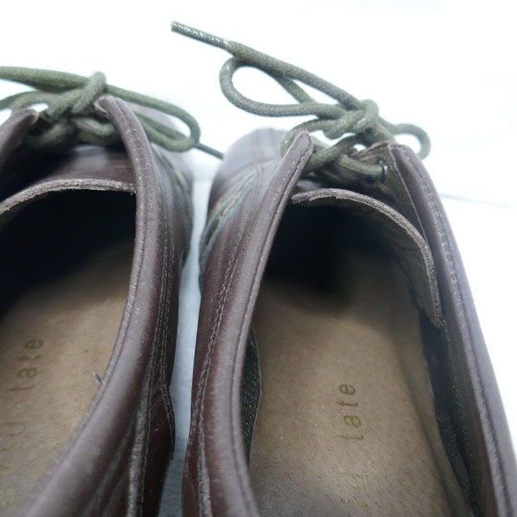 David Tate Brown Leather Oxford Shoes Lace-up Gold Detail Size 8 NARROW - Picture 10 of 16